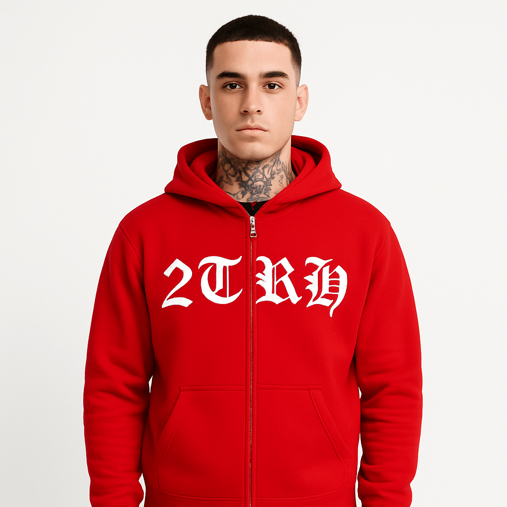2TRH Zip - Up Hoodie – Red - 𝐓𝐖𝐎𝐓𝐑𝐔𝐓𝐇