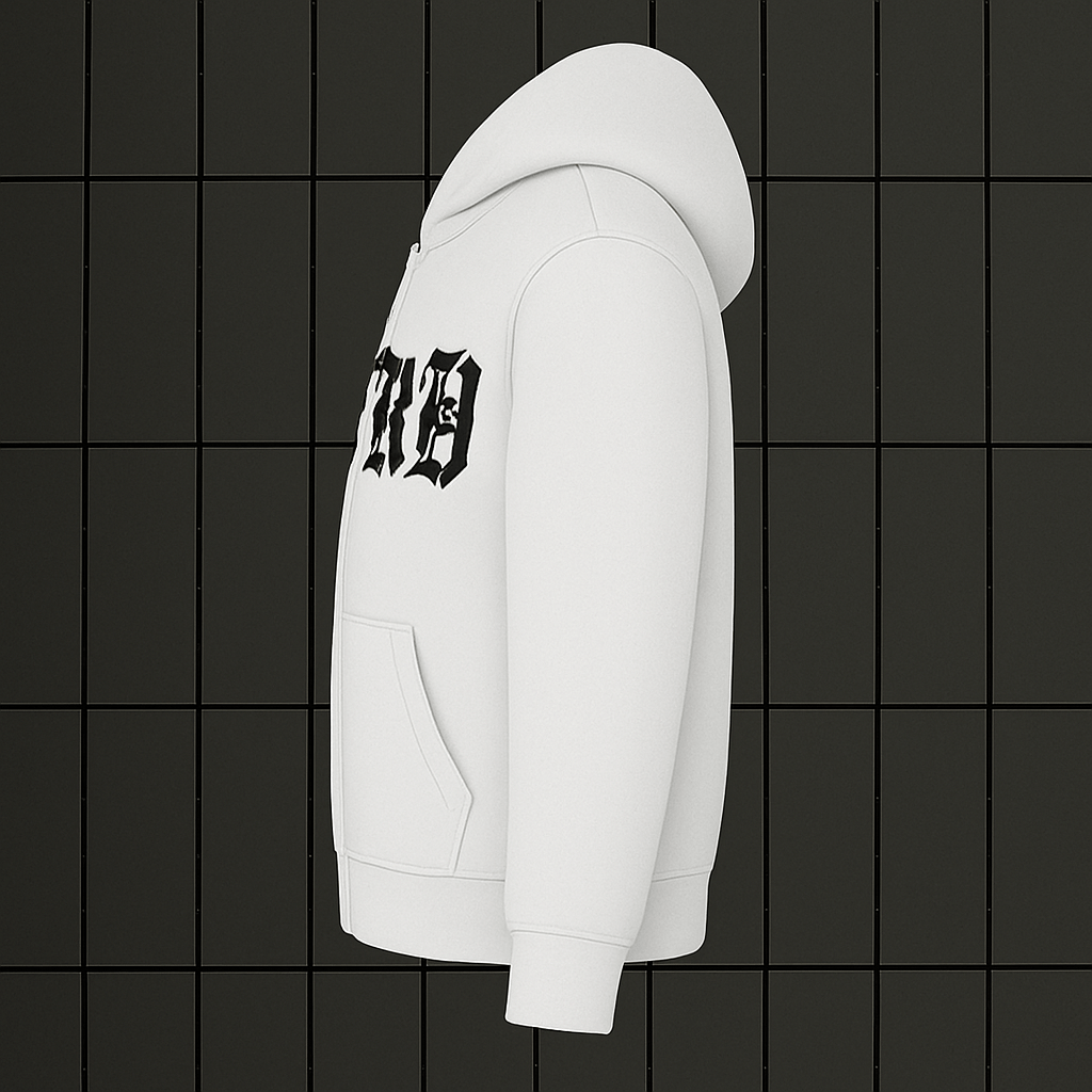 2TRH Gothic Zip Hoodie – White Edition - 𝐓𝐖𝐎𝐓𝐑𝐔𝐓𝐇
