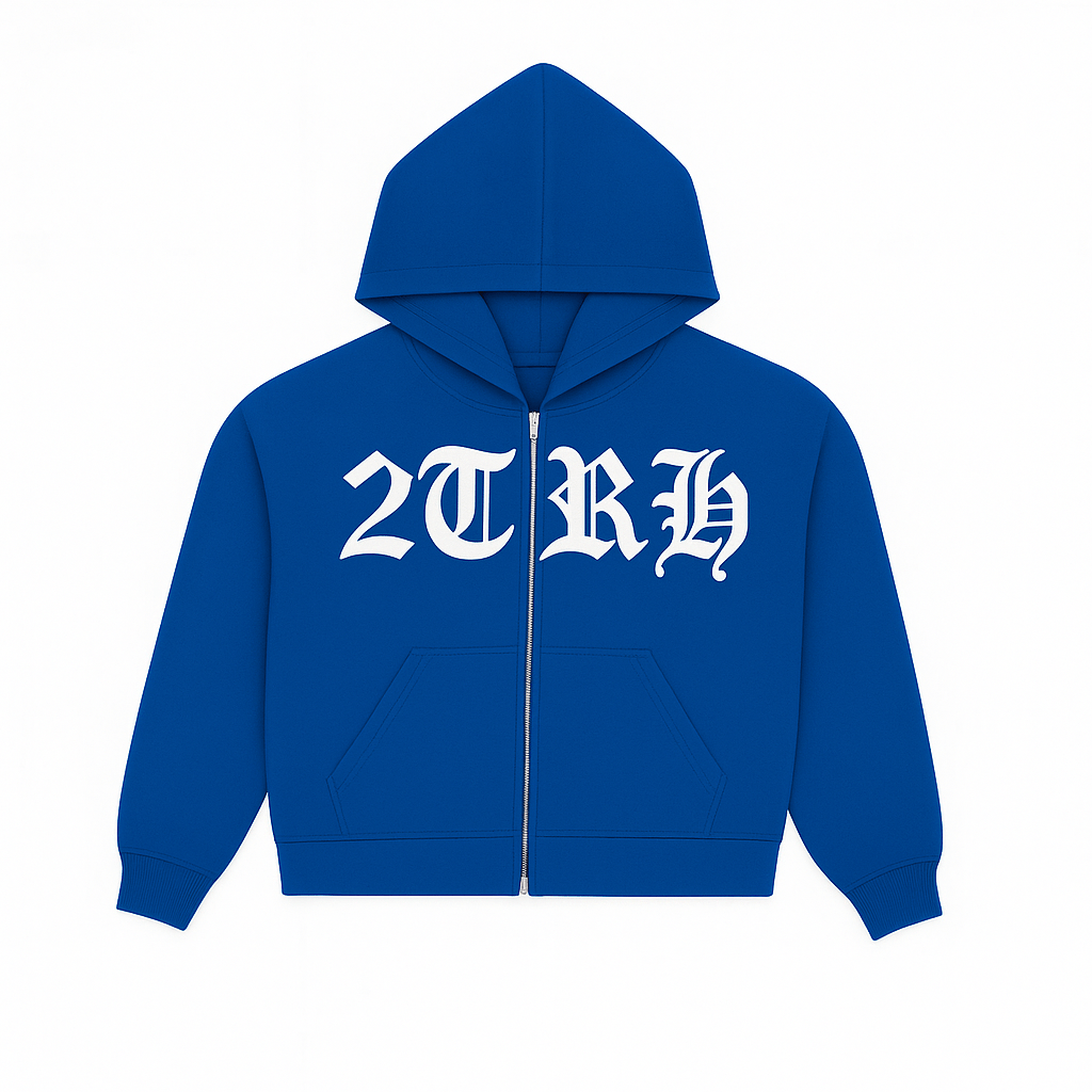 2TRH Gothic Zip Hoodie – Aqua Blue - 𝐓𝐖𝐎𝐓𝐑𝐔𝐓𝐇