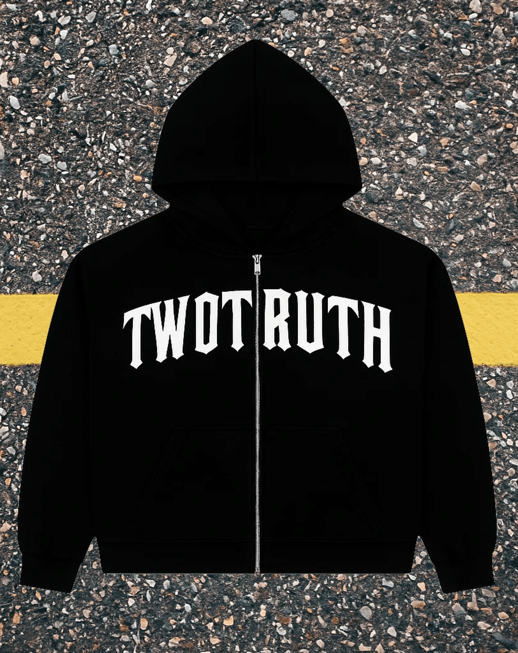 TwoTruth Streetwear Full Zip Hoodie – Black - 𝐓𝐖𝐎𝐓𝐑𝐔𝐓𝐇