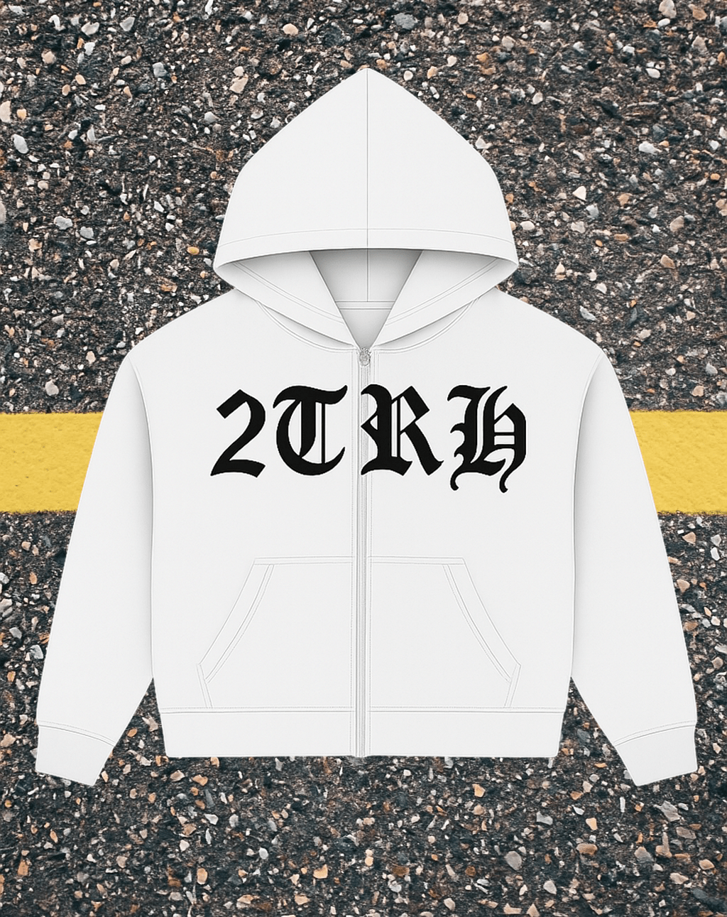 2TRH Zip Hoodie – White - 𝐓𝐖𝐎𝐓𝐑𝐔𝐓𝐇